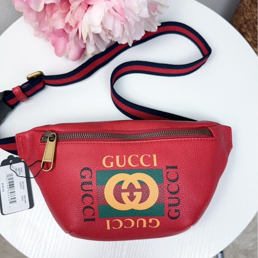 Authentic Red Gucci Logo Belt Bag & Fanny Pack Red Small NWT and Dustbag - Picture 3 of 11